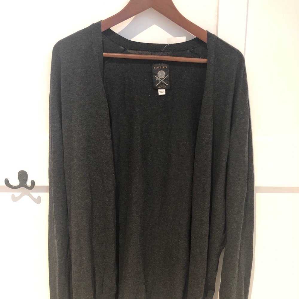 Diesel Dark Grey Distressed Button Down Cardigan